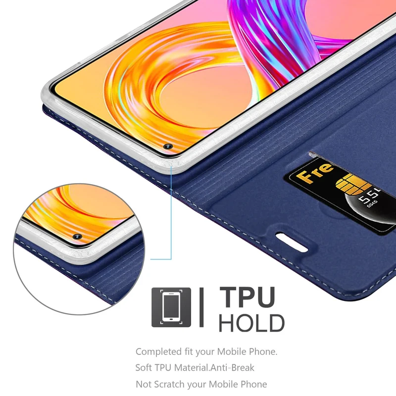 Cadorabo Hülle kompatibel mit Realme 8 4G / 8 PRO Schutzhülle mit Magnetverschluss, Standfunktion und Kartenfach