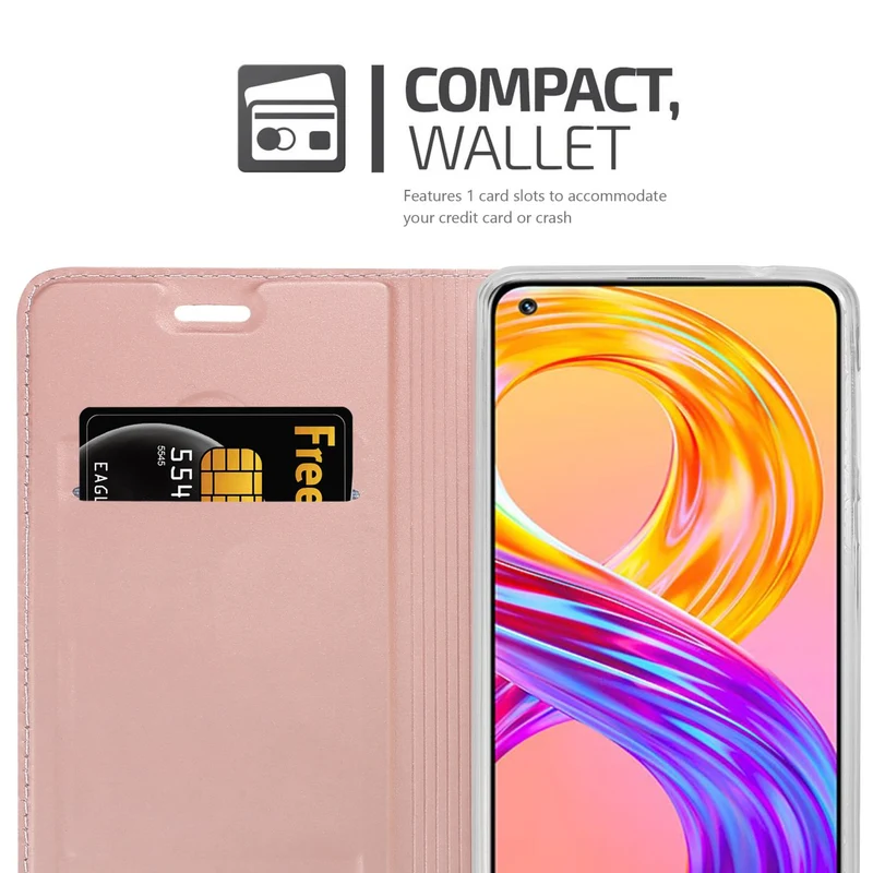 Cadorabo Hülle kompatibel mit Realme 8 4G / 8 PRO Schutzhülle mit Magnetverschluss, Standfunktion und Kartenfach