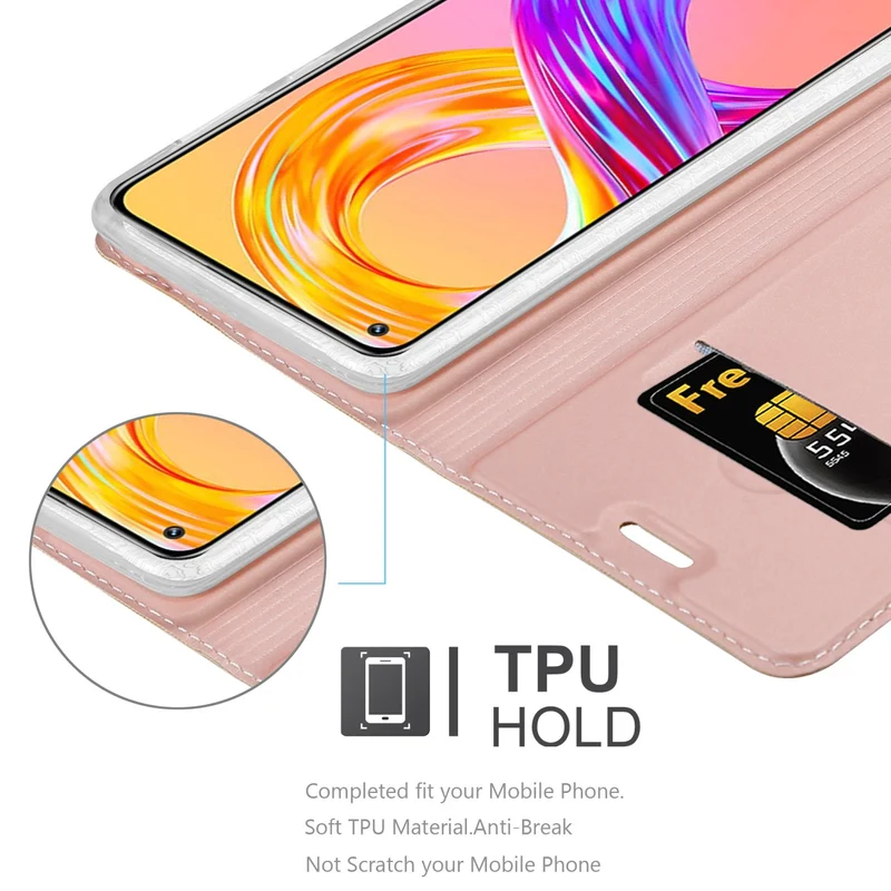 Cadorabo Hülle kompatibel mit Realme 8 4G / 8 PRO Schutzhülle mit Magnetverschluss, Standfunktion und Kartenfach