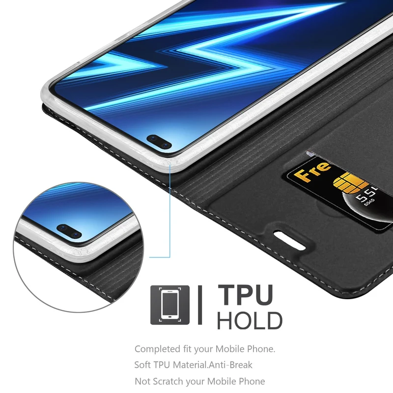Cadorabo Hülle kompatibel mit Realme 6 PRO Schutzhülle mit Magnetverschluss, Standfunktion und Kartenfach