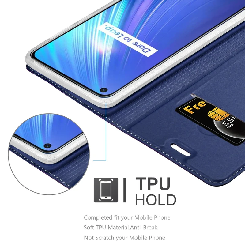 Cadorabo Hülle kompatibel mit Realme 6 4G / 6s Schutzhülle mit Magnetverschluss, Standfunktion und Kartenfach