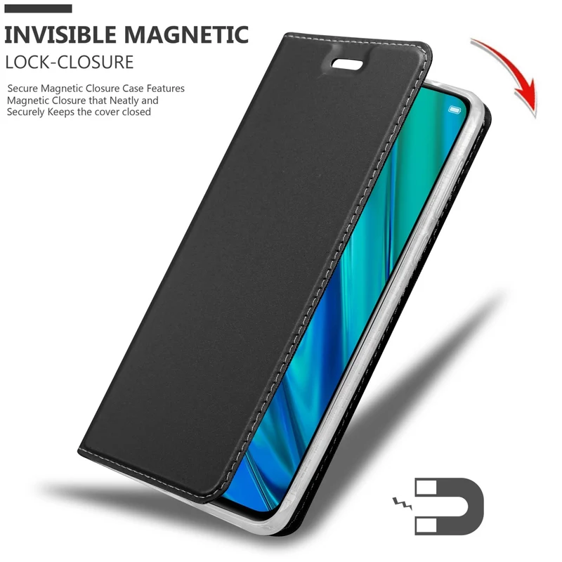 Cadorabo Hülle kompatibel mit Realme 5 PRO / Realme Q Schutzhülle mit Magnetverschluss, Standfunktion und Kartenfach