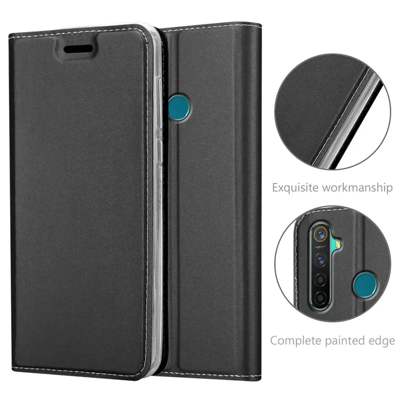 Cadorabo Hülle kompatibel mit Realme 5 PRO / Realme Q Schutzhülle mit Magnetverschluss, Standfunktion und Kartenfach