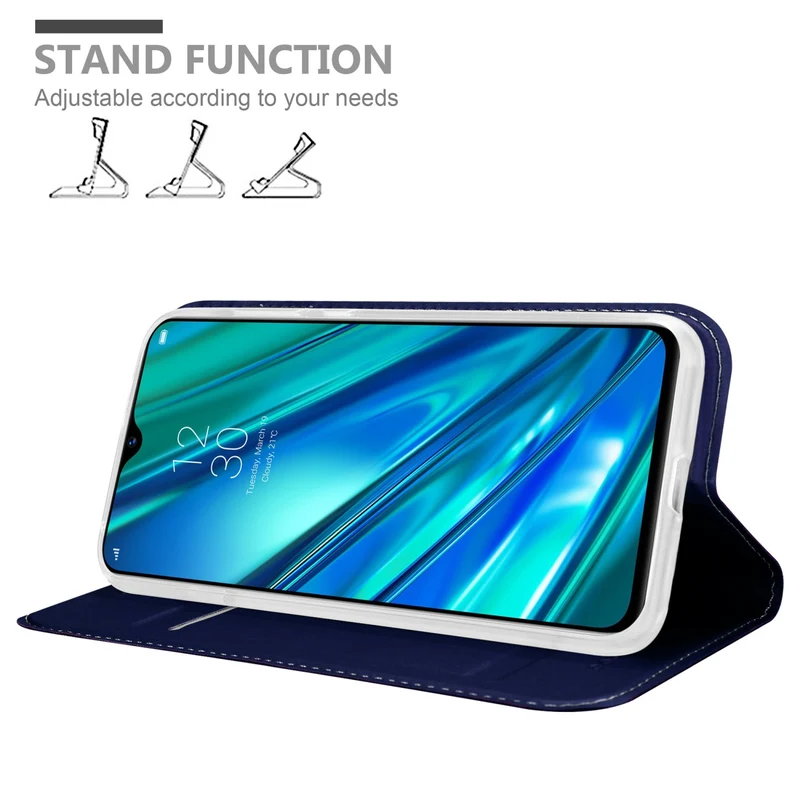 Cadorabo Hülle kompatibel mit Realme 5 PRO / Realme Q Schutzhülle mit Magnetverschluss, Standfunktion und Kartenfach