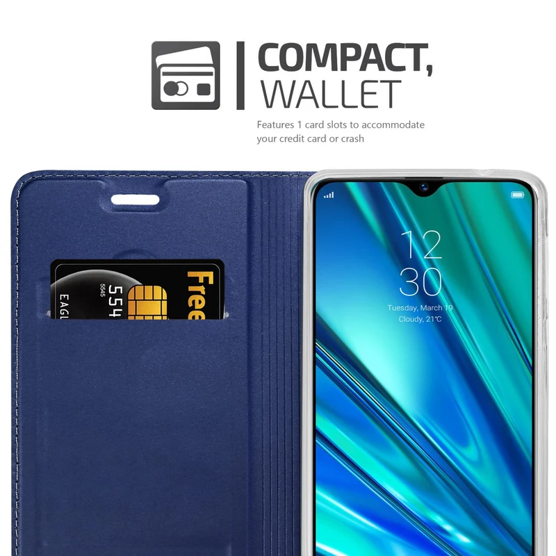 Cadorabo Hülle kompatibel mit Realme 5 PRO / Realme Q Schutzhülle mit Magnetverschluss, Standfunktion und Kartenfach