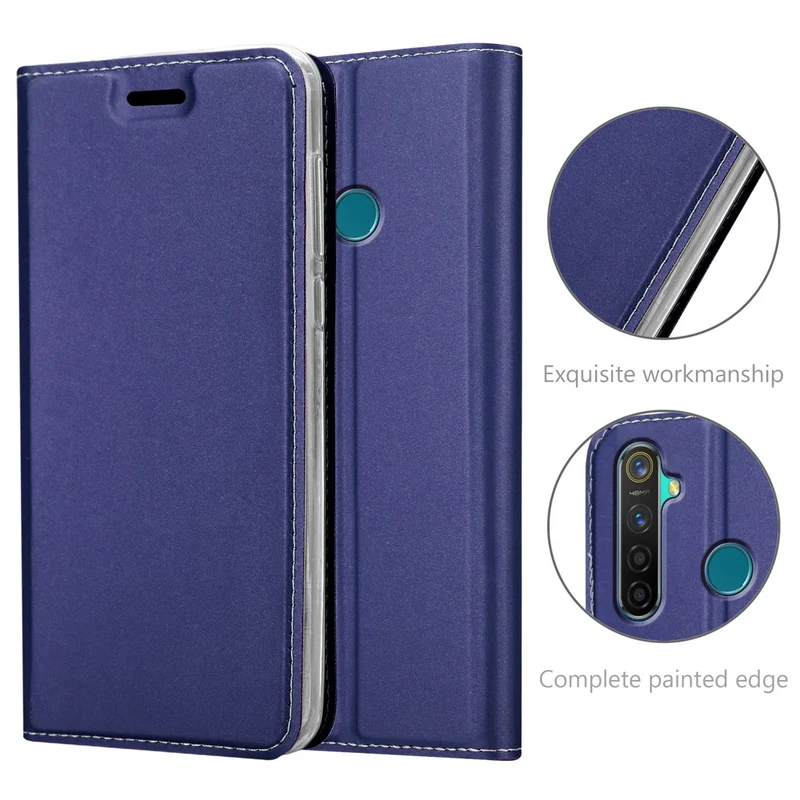 Cadorabo Hülle kompatibel mit Realme 5 PRO / Realme Q Schutzhülle mit Magnetverschluss, Standfunktion und Kartenfach