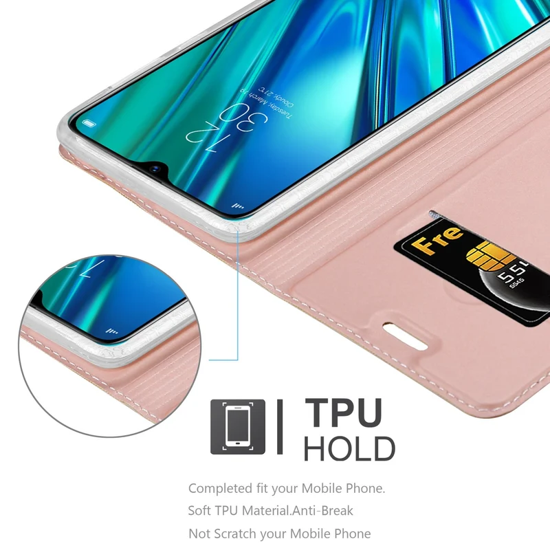 Cadorabo Hülle kompatibel mit Realme 5 PRO / Realme Q Schutzhülle mit Magnetverschluss, Standfunktion und Kartenfach