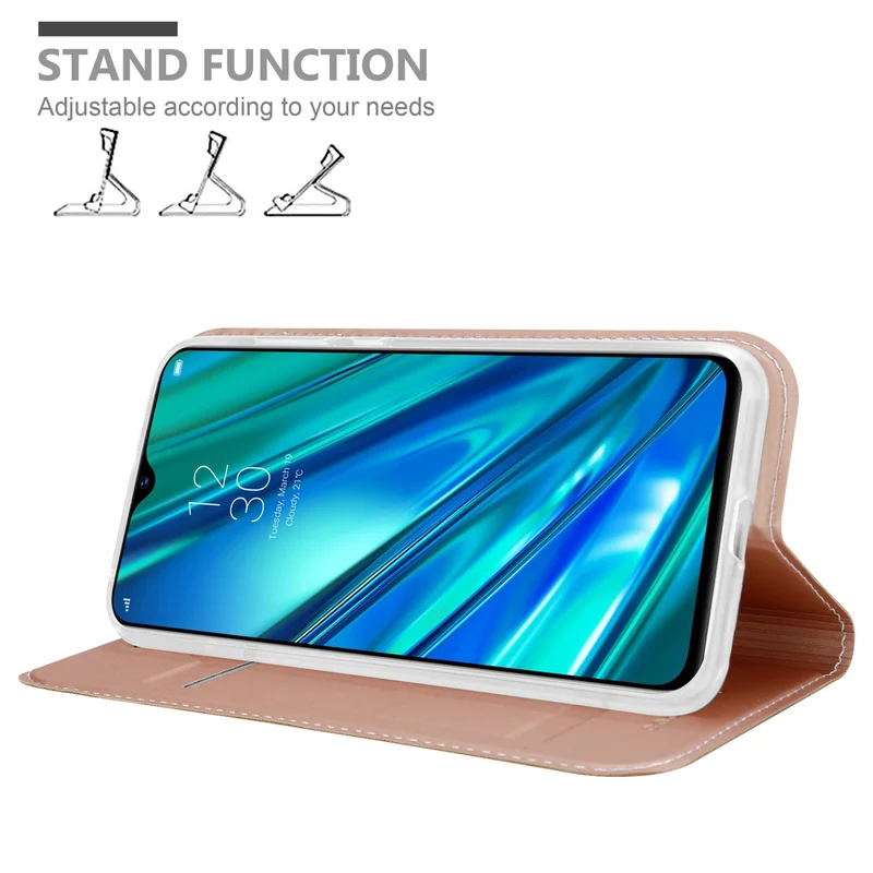Cadorabo Hülle kompatibel mit Realme 5 PRO / Realme Q Schutzhülle mit Magnetverschluss, Standfunktion und Kartenfach