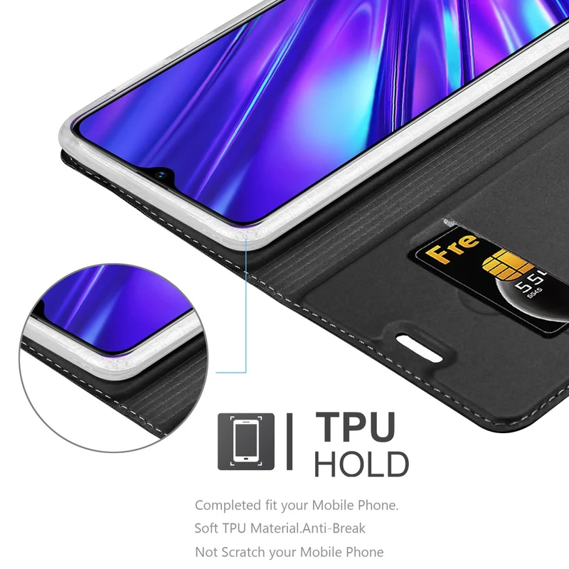 Cadorabo Hülle kompatibel mit Realme 5 / 5i / 6i / C3 Schutzhülle mit Magnetverschluss, Standfunktion und Kartenfach