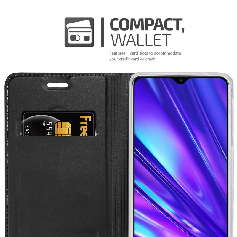 Cadorabo Hülle kompatibel mit Realme 5 / 5i / 6i / C3 Schutzhülle mit Magnetverschluss, Standfunktion und Kartenfach