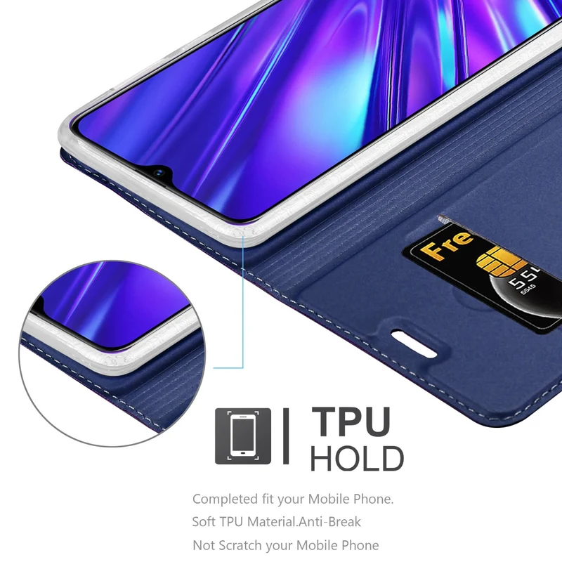 Cadorabo Hülle kompatibel mit Realme 5 / 5i / 6i / C3 Schutzhülle mit Magnetverschluss, Standfunktion und Kartenfach