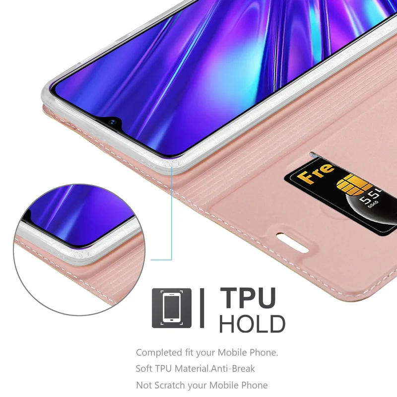 Cadorabo Hülle kompatibel mit Realme 5 / 5i / 6i / C3 Schutzhülle mit Magnetverschluss, Standfunktion und Kartenfach