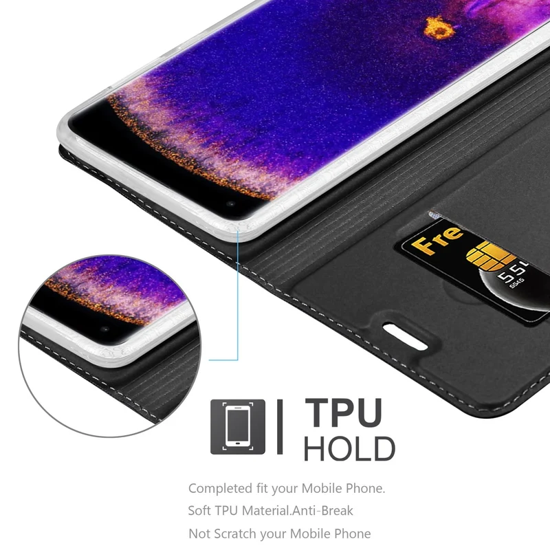 Cadorabo Hülle kompatibel mit Oppo FIND X5 PRO Schutzhülle mit Magnetverschluss, Standfunktion und Kartenfach