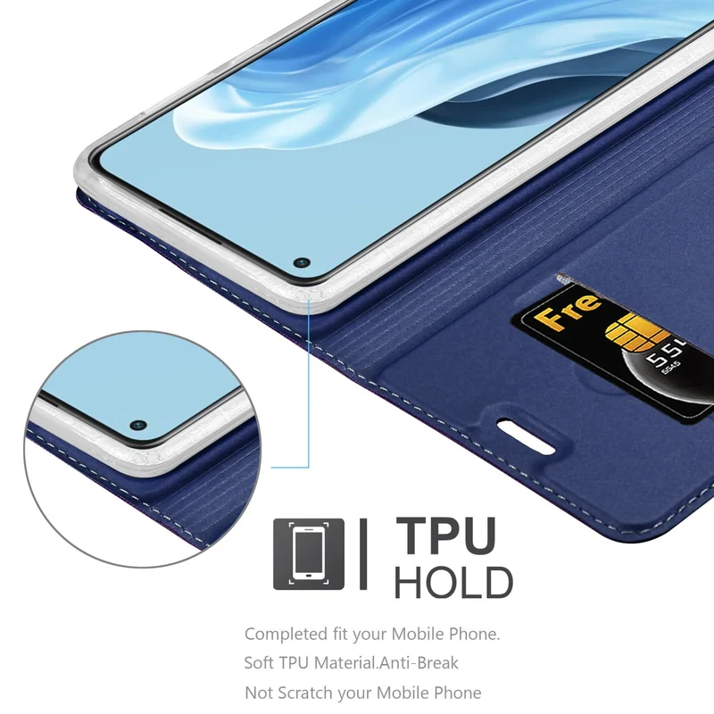 Cadorabo Hülle kompatibel mit Oppo FIND X5 LITE / Reno7 5G Schutzhülle mit Magnetverschluss, Standfunktion und Kartenfach