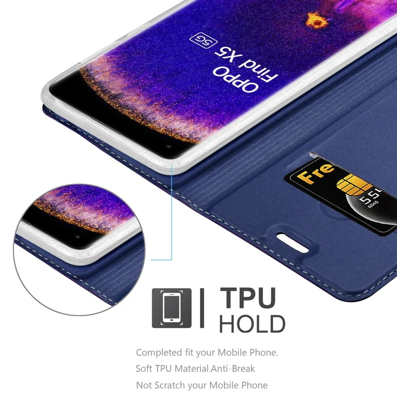 Cadorabo Hülle kompatibel mit Oppo FIND X5 Schutzhülle mit Magnetverschluss, Standfunktion und Kartenfach
