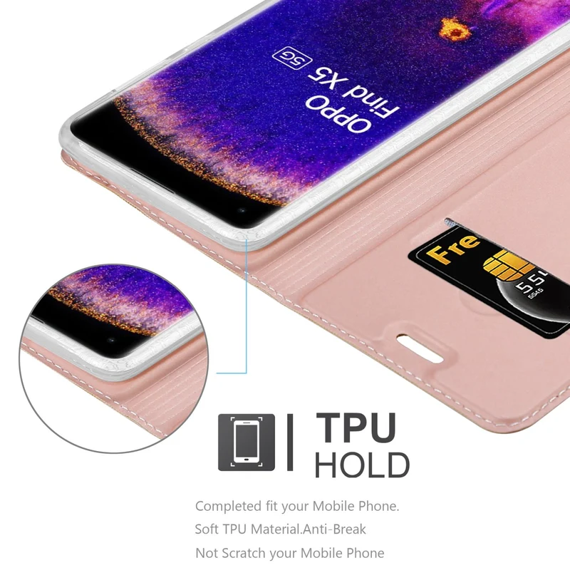 Cadorabo Hülle kompatibel mit Oppo FIND X5 Schutzhülle mit Magnetverschluss, Standfunktion und Kartenfach