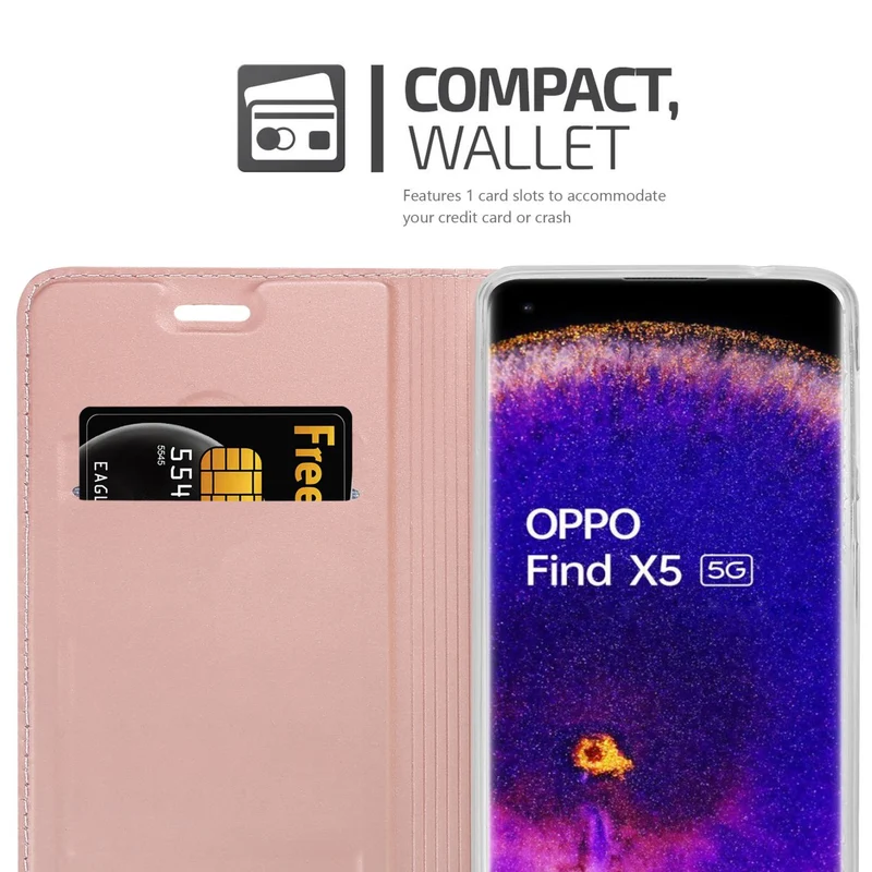 Cadorabo Hülle kompatibel mit Oppo FIND X5 Schutzhülle mit Magnetverschluss, Standfunktion und Kartenfach