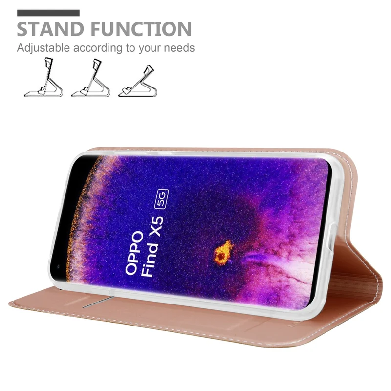 Cadorabo Hülle kompatibel mit Oppo FIND X5 Schutzhülle mit Magnetverschluss, Standfunktion und Kartenfach