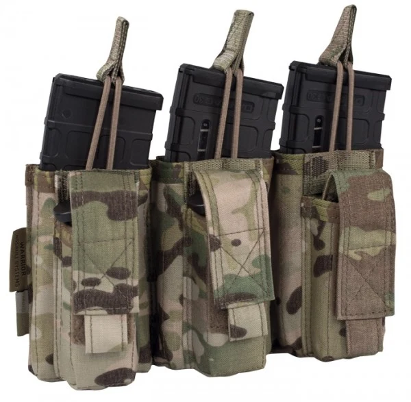 Warrior Assault Systems Triple MOLLE Open 5.56mm Mag/Bungee Retention with 3 Pistol Mag Pouches