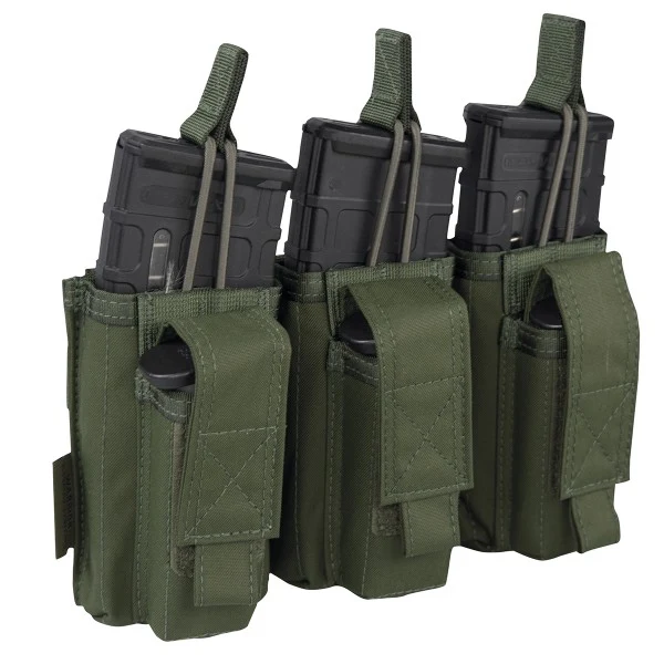 Warrior Assault Systems Triple MOLLE Open 5.56mm Mag/Bungee Retention with 3 Pistol Mag Pouches