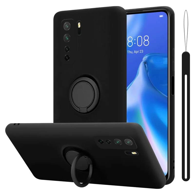 Cadorabo Hülle kompatibel mit Huawei P40 LITE 5G / NOVA 7 SE Schutzhülle aus flexiblem TPU Silikon mit Ring