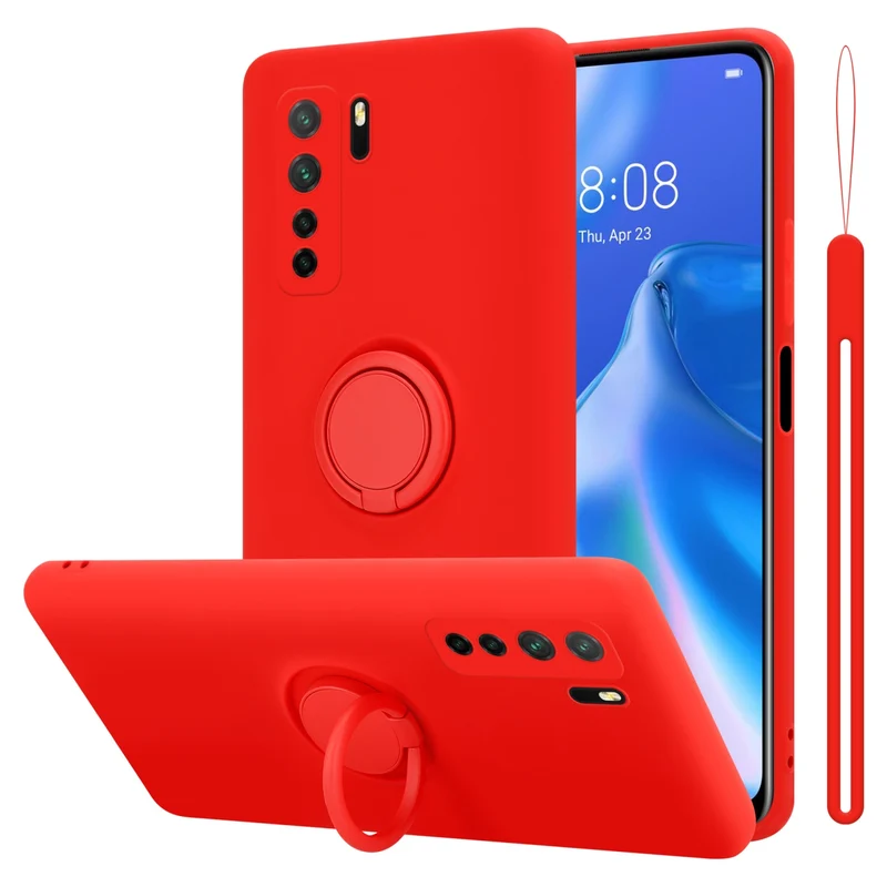 Cadorabo Hülle kompatibel mit Huawei P40 LITE 5G / NOVA 7 SE Schutzhülle aus flexiblem TPU Silikon mit Ring