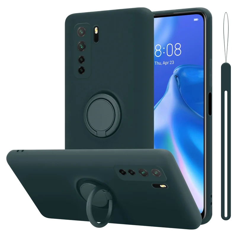 Cadorabo Hülle kompatibel mit Huawei P40 LITE 5G / NOVA 7 SE Schutzhülle aus flexiblem TPU Silikon mit Ring