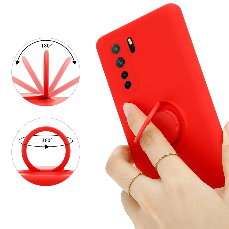 Cadorabo Hülle kompatibel mit Huawei P40 LITE 5G / NOVA 7 SE Schutzhülle aus flexiblem TPU Silikon mit Ring