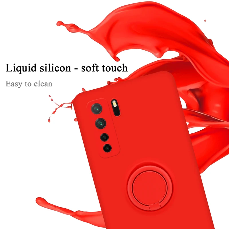 Cadorabo Hülle kompatibel mit Huawei P40 LITE 5G / NOVA 7 SE Schutzhülle aus flexiblem TPU Silikon mit Ring