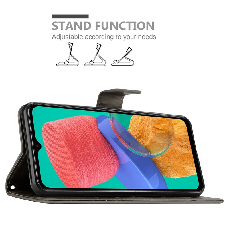 Cadorabo Hülle kompatibel mit Samsung Galaxy M33 5G Schutzhülle im Blumen Design mit Magnetverschluss, Standfunktion und Kartenfächern