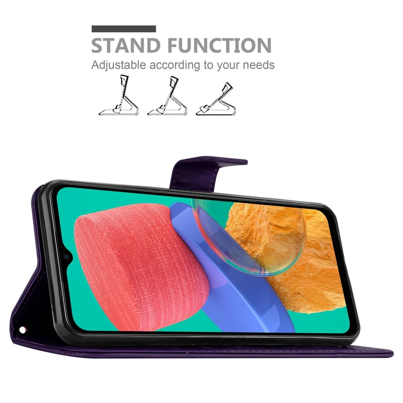 Cadorabo Hülle kompatibel mit Samsung Galaxy M33 5G Schutzhülle im Blumen Design mit Magnetverschluss, Standfunktion und Kartenfächern