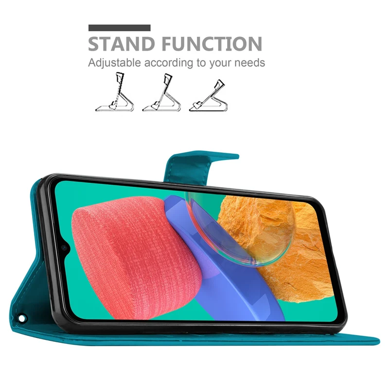 Cadorabo Hülle kompatibel mit Samsung Galaxy M33 5G Schutzhülle im Blumen Design mit Magnetverschluss, Standfunktion und Kartenfächern