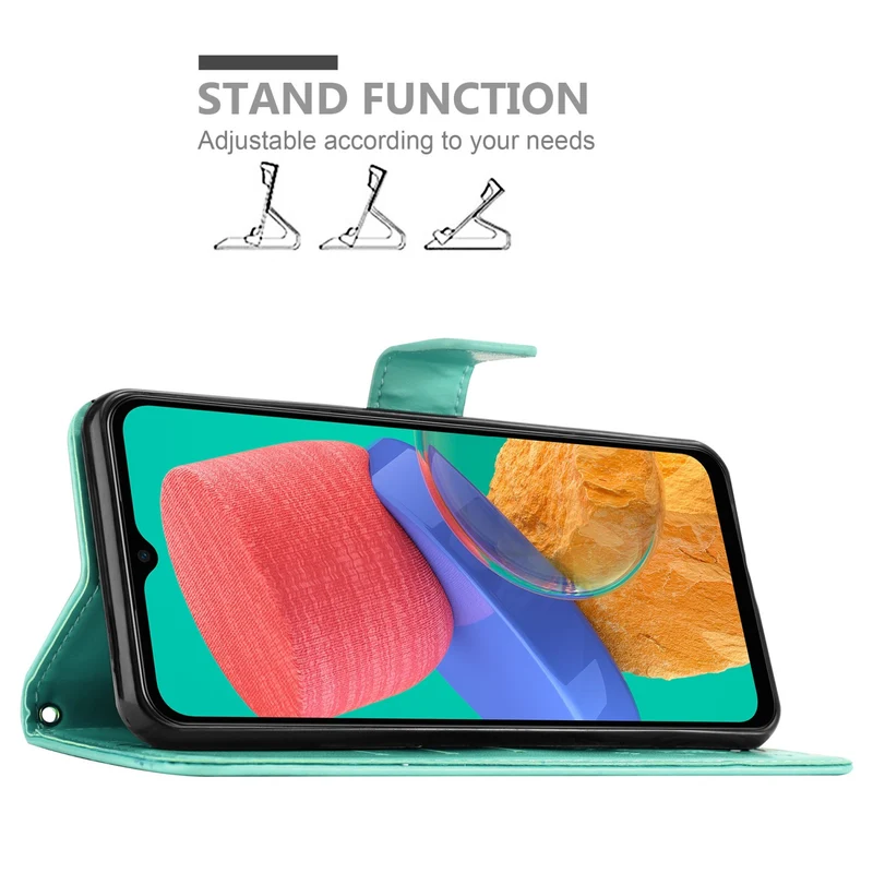 Cadorabo Hülle kompatibel mit Samsung Galaxy M33 5G Schutzhülle im Blumen Design mit Magnetverschluss, Standfunktion und Kartenfächern