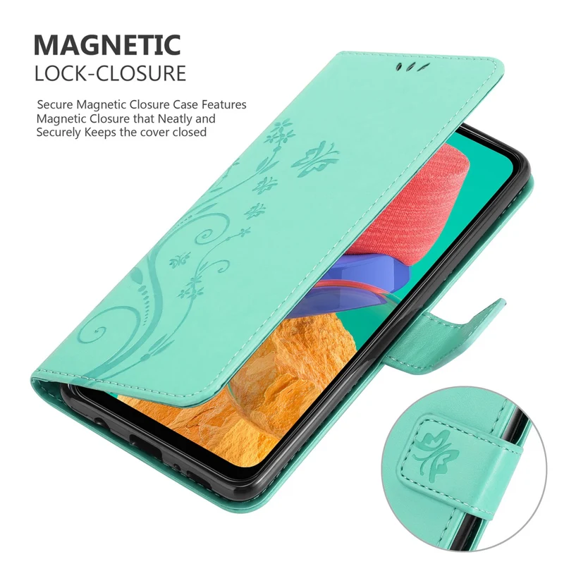 Cadorabo Hülle kompatibel mit Samsung Galaxy M33 5G Schutzhülle im Blumen Design mit Magnetverschluss, Standfunktion und Kartenfächern