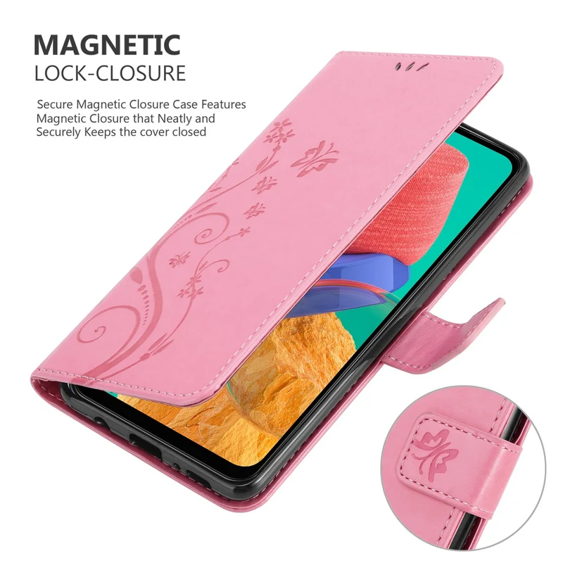 Cadorabo Hülle kompatibel mit Samsung Galaxy M33 5G Schutzhülle im Blumen Design mit Magnetverschluss, Standfunktion und Kartenfächern