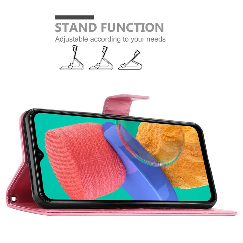 Cadorabo Hülle kompatibel mit Samsung Galaxy M33 5G Schutzhülle im Blumen Design mit Magnetverschluss, Standfunktion und Kartenfächern