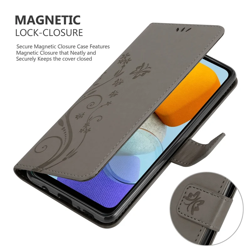 Cadorabo Hülle kompatibel mit Samsung Galaxy M23 5G Schutzhülle im Blumen Design mit Magnetverschluss, Standfunktion und Kartenfächern