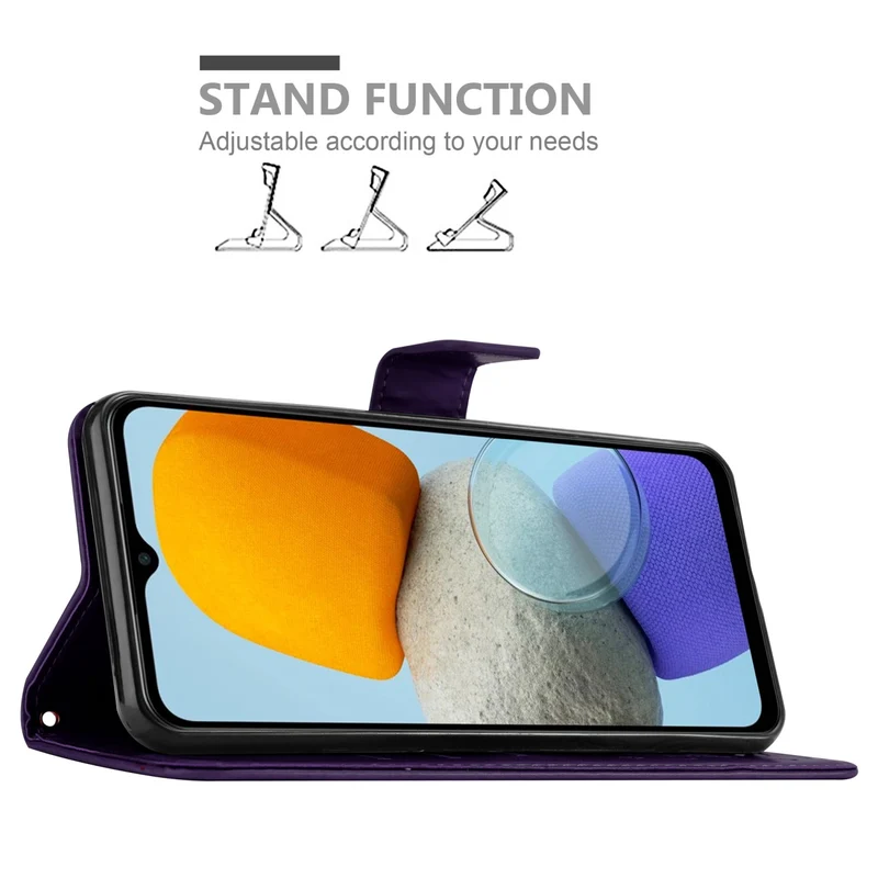 Cadorabo Hülle kompatibel mit Samsung Galaxy M23 5G Schutzhülle im Blumen Design mit Magnetverschluss, Standfunktion und Kartenfächern