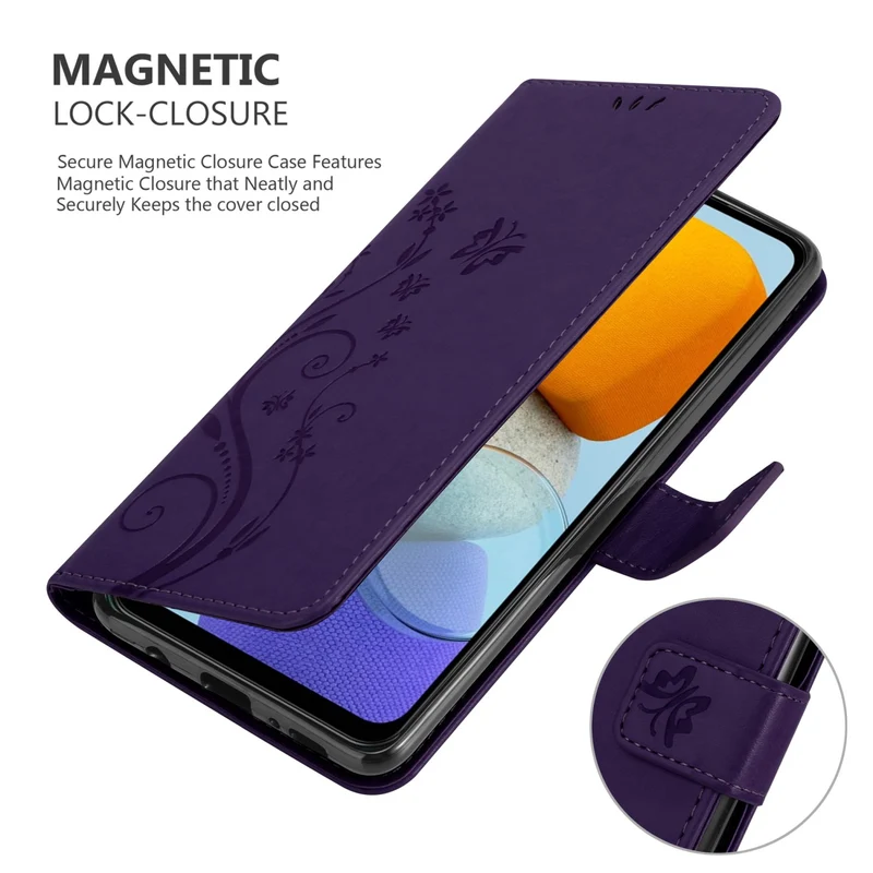 Cadorabo Hülle kompatibel mit Samsung Galaxy M23 5G Schutzhülle im Blumen Design mit Magnetverschluss, Standfunktion und Kartenfächern