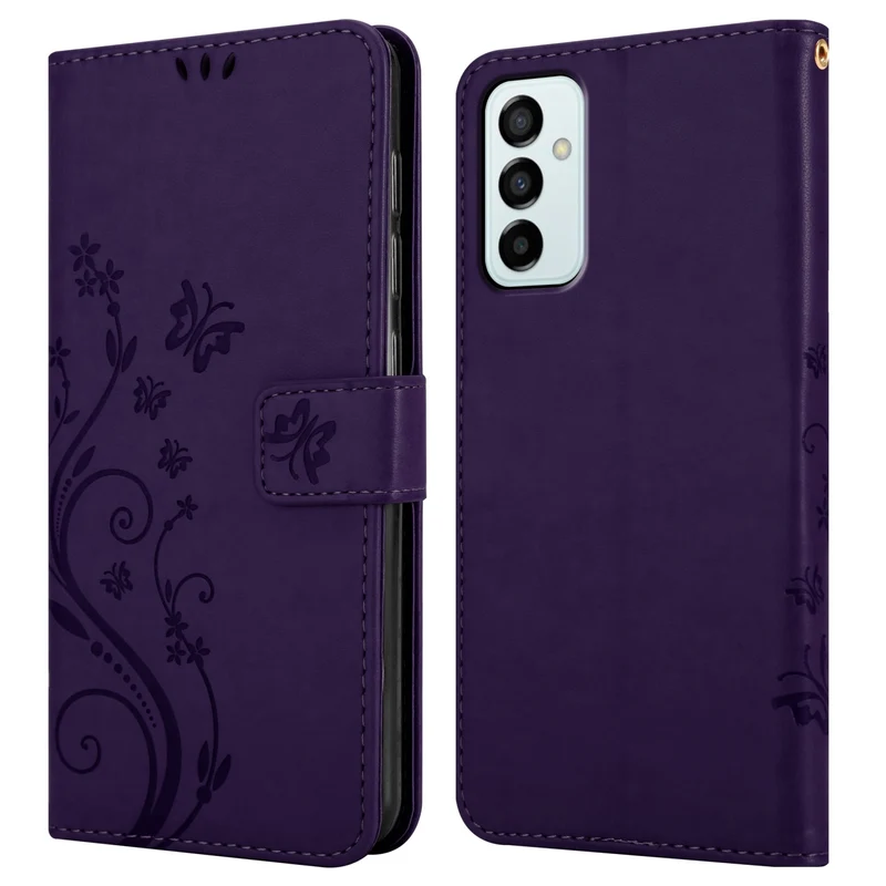 Cadorabo Hülle kompatibel mit Samsung Galaxy M23 5G Schutzhülle im Blumen Design mit Magnetverschluss, Standfunktion und Kartenfächern