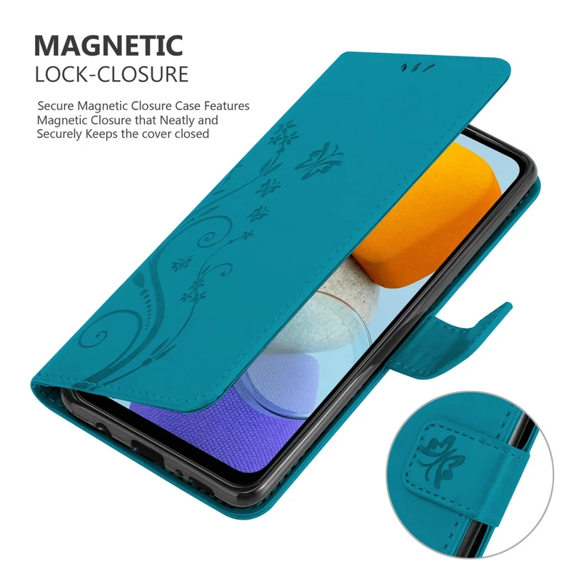 Cadorabo Hülle kompatibel mit Samsung Galaxy M23 5G Schutzhülle im Blumen Design mit Magnetverschluss, Standfunktion und Kartenfächern