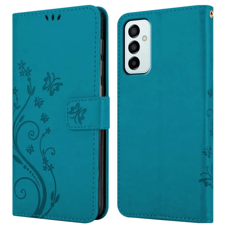 Cadorabo Hülle kompatibel mit Samsung Galaxy M23 5G Schutzhülle im Blumen Design mit Magnetverschluss, Standfunktion und Kartenfächern