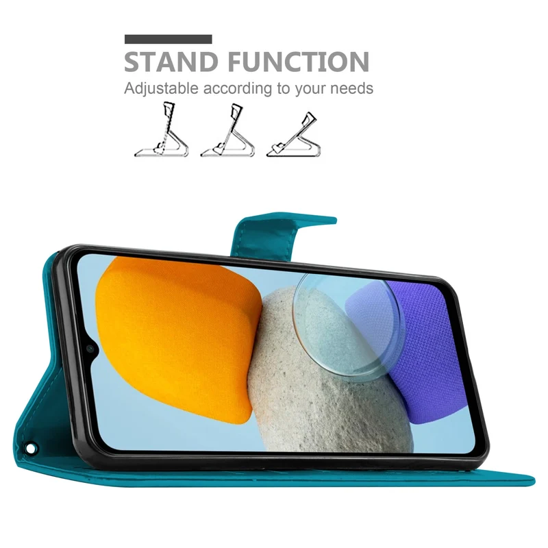 Cadorabo Hülle kompatibel mit Samsung Galaxy M23 5G Schutzhülle im Blumen Design mit Magnetverschluss, Standfunktion und Kartenfächern