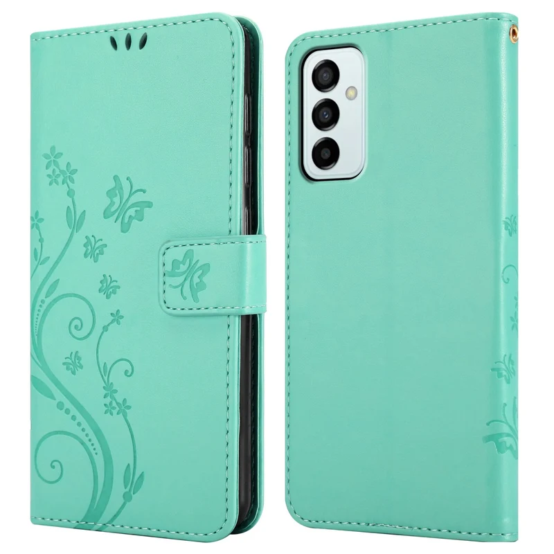 Cadorabo Hülle kompatibel mit Samsung Galaxy M23 5G Schutzhülle im Blumen Design mit Magnetverschluss, Standfunktion und Kartenfächern