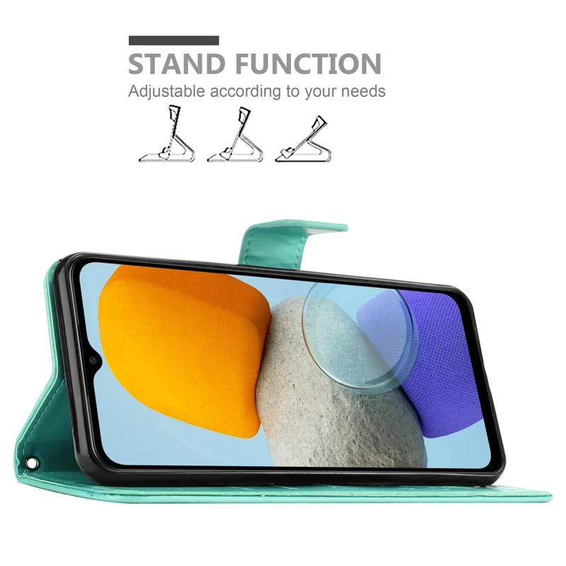 Cadorabo Hülle kompatibel mit Samsung Galaxy M23 5G Schutzhülle im Blumen Design mit Magnetverschluss, Standfunktion und Kartenfächern