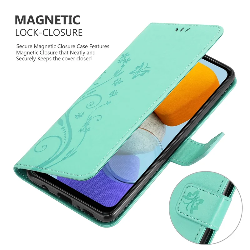 Cadorabo Hülle kompatibel mit Samsung Galaxy M23 5G Schutzhülle im Blumen Design mit Magnetverschluss, Standfunktion und Kartenfächern