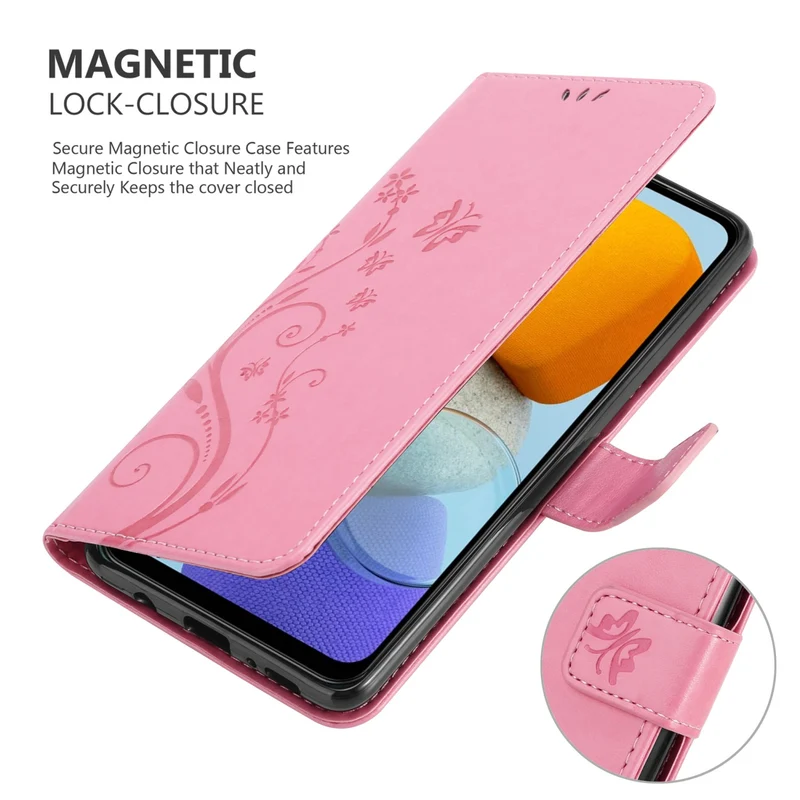 Cadorabo Hülle kompatibel mit Samsung Galaxy M23 5G Schutzhülle im Blumen Design mit Magnetverschluss, Standfunktion und Kartenfächern