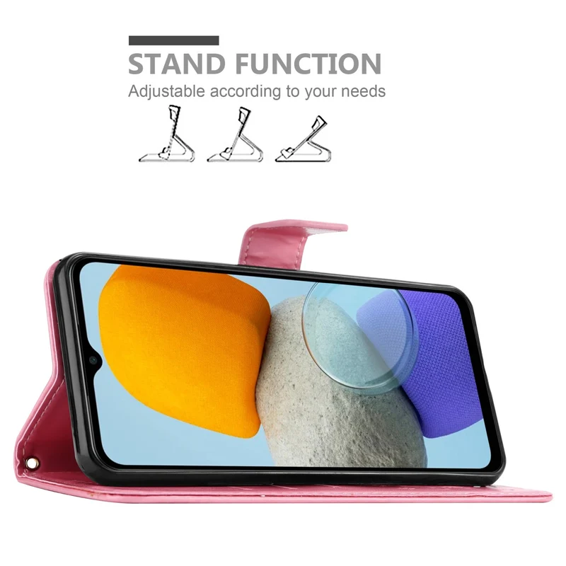 Cadorabo Hülle kompatibel mit Samsung Galaxy M23 5G Schutzhülle im Blumen Design mit Magnetverschluss, Standfunktion und Kartenfächern