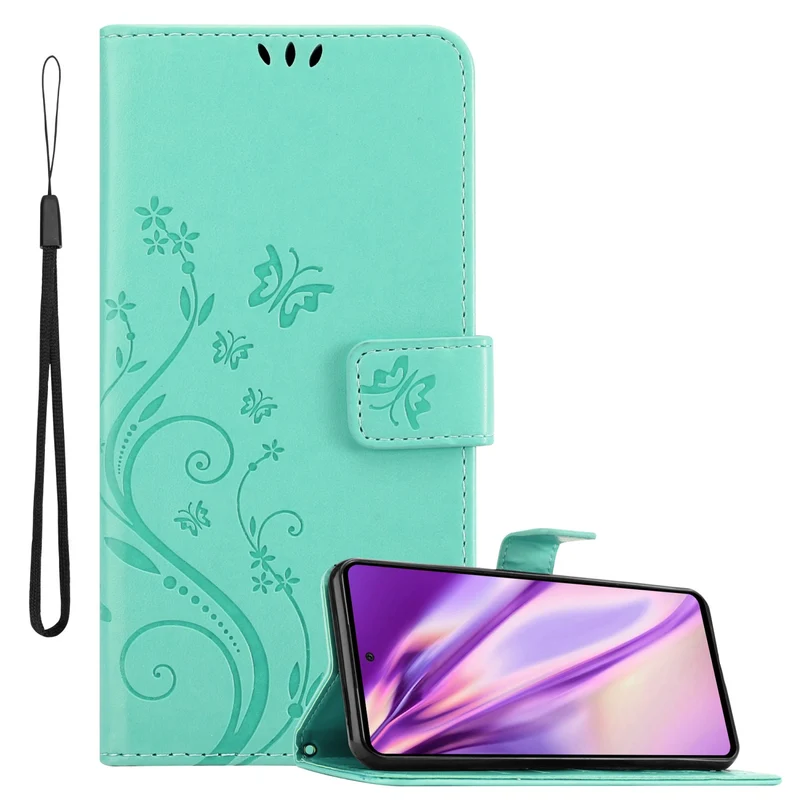 Cadorabo Hülle kompatibel mit Samsung Galaxy A73 5G Schutzhülle im Blumen Design mit Magnetverschluss, Standfunktion und Kartenfächern