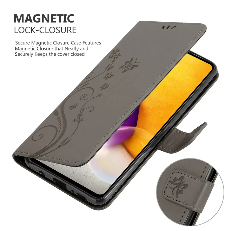 Cadorabo Hülle kompatibel mit Samsung Galaxy A73 5G Schutzhülle im Blumen Design mit Magnetverschluss, Standfunktion und Kartenfächern